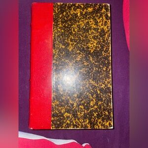 French antique book with marbling and gold Les Obrele